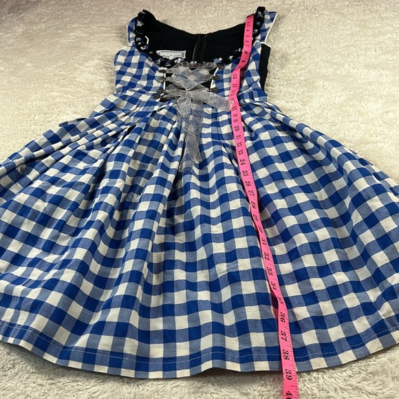 Dirndl.com blue checkered heart corset Octoberfest folk dirndl dress, 34 small - Picture 3 of 8